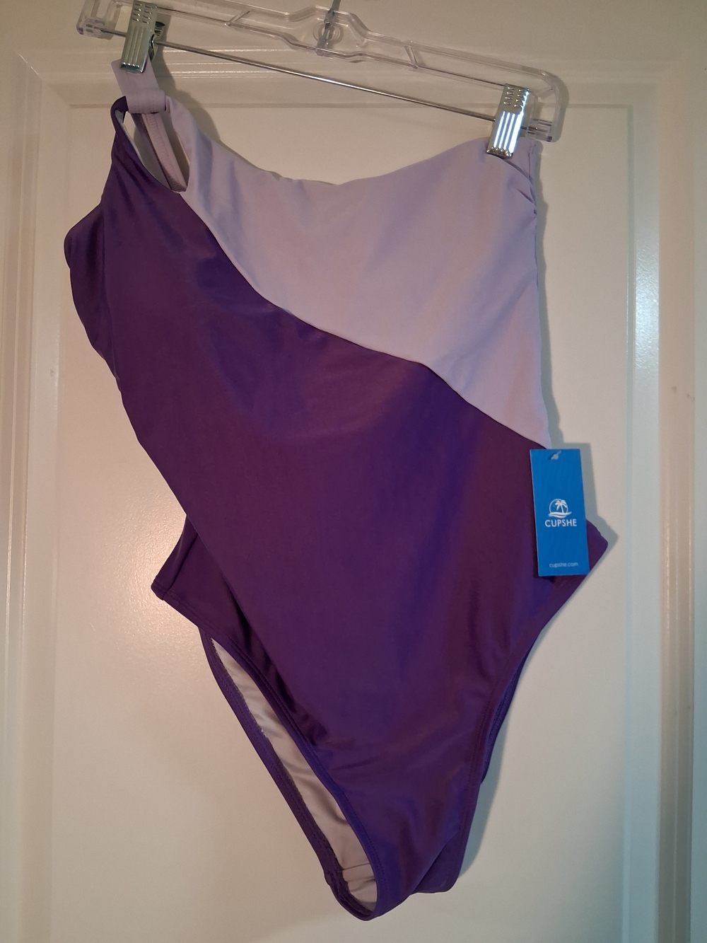 CUPSHE Purple Two-Tone One-Shoulder One Piece Swimsuit